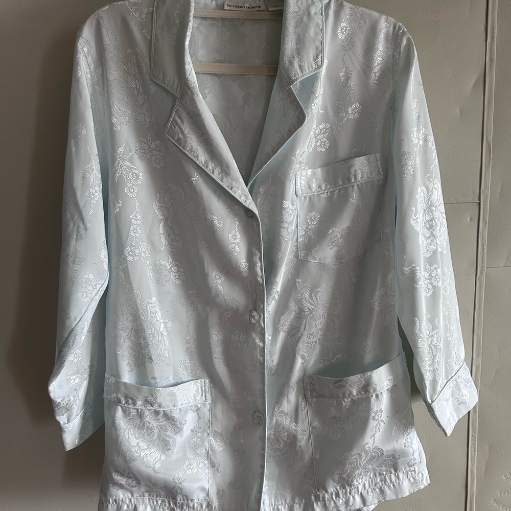 Victoria's Secret Light Blue Satin Pajama Set